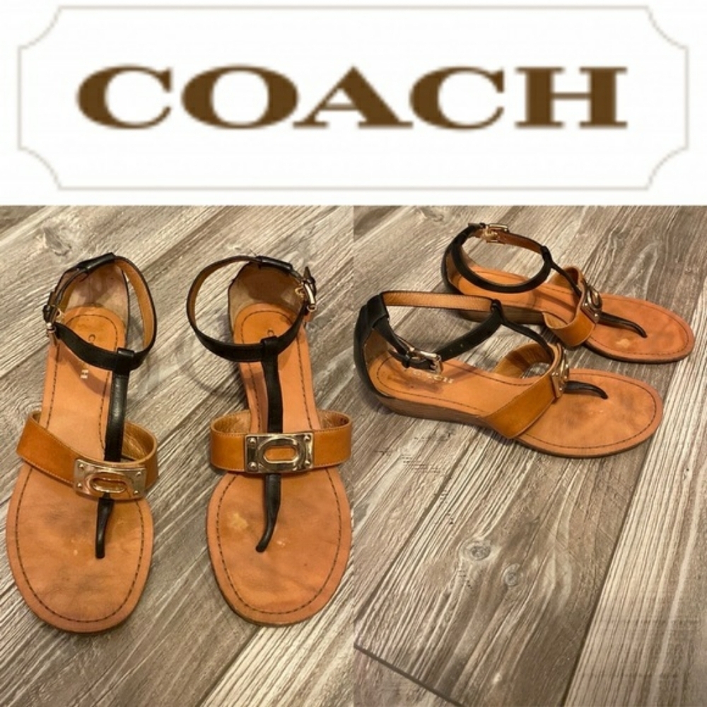 Coach Wedge Low (1-1.9 in) Heel Height Sandals for Women Size 9B✌️